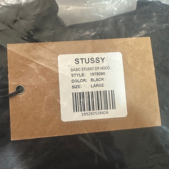 Stussy Basic Black Zip Hoodie NWT Streetwear Logo Full Zip Jacket Men L - Picture 6 of 6